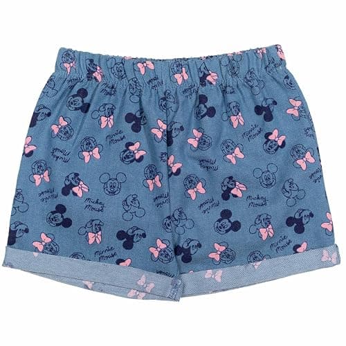 Disney Minnie Mouse Rainbow Floral T-Shirt and Chambray Shorts Outfit Set Infant to Big Kid Sizes (12 Months - 14-16) thumbnail 4