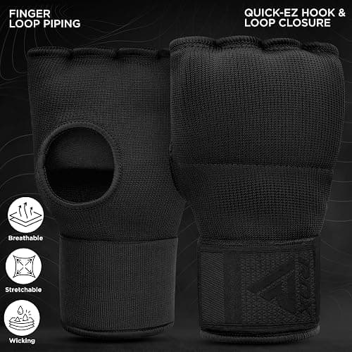 RDX Gel Boxing Hand Wraps Inner Gloves for Men Women, Quick 100cm Long Wrist Straps, Elasticated Padded Fist Hand Protection, Adults Kids, Muay Thai MMA Martial Arts Training Under Mitt Bandages thumbnail 5