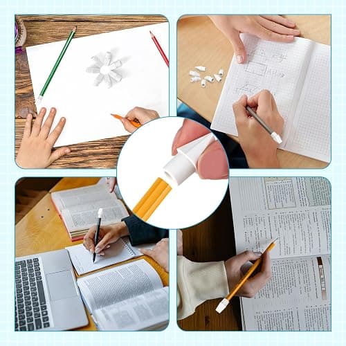 PRALB 400PCS White Pencil Top Eraser Bulk Caps for Pencils,Chisel Shape Erasers Toppers for Party Favors Games Prizes, Pencil Top Erasers Cap for Home School Classroom thumbnail 5