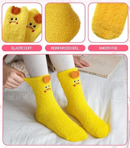 DYW Fuzzy Socks for Women Soft Cozy Fluffy Winter Warm Slipper Socks Home Sleeping Animal Socks thumbnail 4