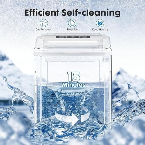 Sweetcrispy Countertop Ice Maker, Portable Ice Machine Self-Cleaning, 9 Cubes in 6 Mins, 26 lbs/24Hrs, 2 Sizes of Bullet Ice for Home Party Office,Elegant Black thumbnail 4