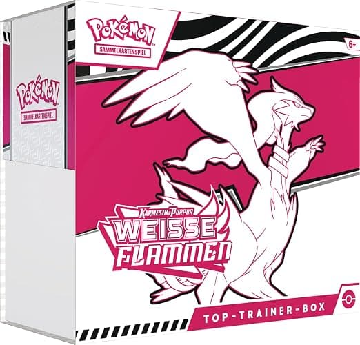 Pokémon-Sammelkartenspiel: Top-Trainer-Box Karmesin & Purpur – Weiße Flammen: Reshiram (1 Vollbild-Promokarte mit Boreos, 9 Boosterpacks & Zubehör) - Image 1
