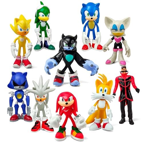 Toysvill Sonic the Hedgehog Big Action Figures (Set of 10 pcs), Collection Toys, Birthday Cake Decoration Party Supplies Cake Topper - Image 1