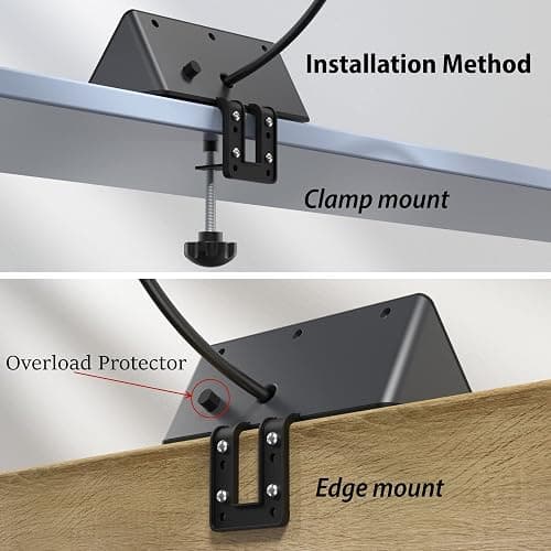 Nightstand Edge Mount Power Strip with USB-C Ports Tabletop Surge Protector Desk Clamp Power Sockets with 3 AC Outlets &4 Fast Charging USB Ports for Home Office Hotel and Dormitory (Black(2-Pack)) thumbnail 4