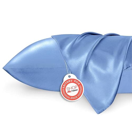 Bedsure Satin Pillowcase 2 Pack Similar to Silk Pillow Cases Standard Size, Pillow Case for Sleeping Women with Envelope Closure, Gifts for Women Men, Sky Blue, 20x26 Inches, 2pcs - Image 1