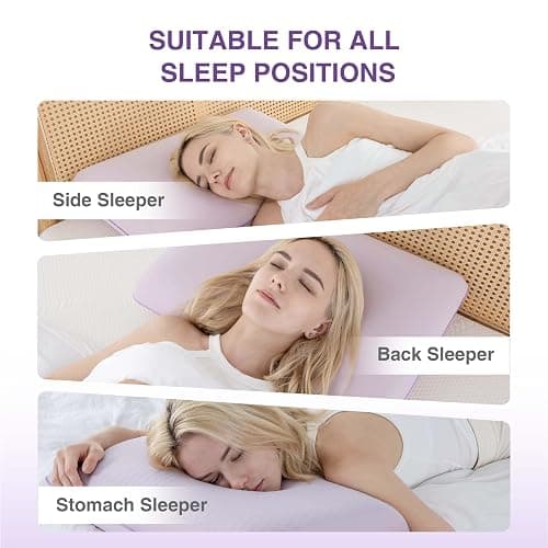 Cooling Pillow for Sleeping, Gel Memory Foam Pillow with Reversible Cover, Neck Support for Side, Back and Stomach Sleepers, Removable & Machine Washable Cover, Bed Pillows for Hot Sleepers, Purple thumbnail 8