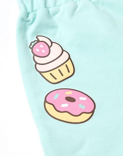 Pusheen the Cat Girls Grey T-Shirt and Shorts Set | Mint Green Graphic Tee with Elasticated Waistband thumbnail 6