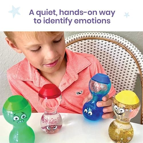 hand2mind Express Your Feelings Sensory Bottles- Primary Emotions, Toddler Sensory Toys, Quiet Fidget Toys, Play Therapy Toys, Calm Down Corner Supplies, Calming Corner, Social Emotional Learning thumbnail 6