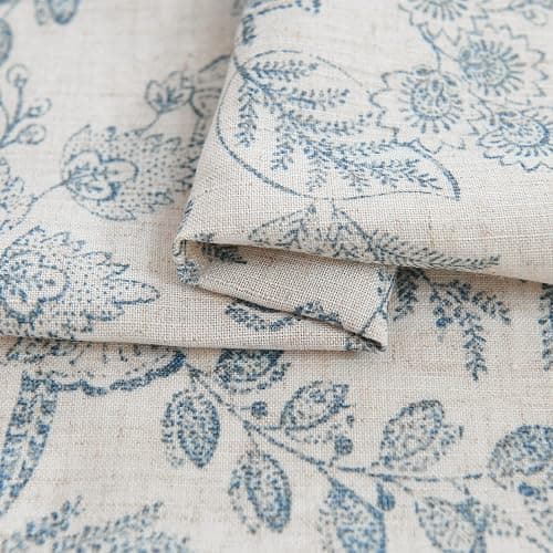 TOPICK Rideaux Cuisine Court Brise Bise Placard Fleuris Bleu 65L X 60H cm, 2 Panneaux de Brise-Bise Translucide en Effet Lin Style Pastoral Anglais à Passe Tringle, Moderne pour Fenêtre sous Evier thumbnail 6
