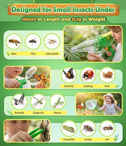 Bug Catcher for Kids 3-12, Bug Vacuum Bugs Catching Release Kit, Magnifying | Glass Bug Collector Butterfly Net Bugs Grabber Insect Catcher Tweezers, SOLIEHOO Boys Outside Explorer Toys Birthday Gift thumbnail 6