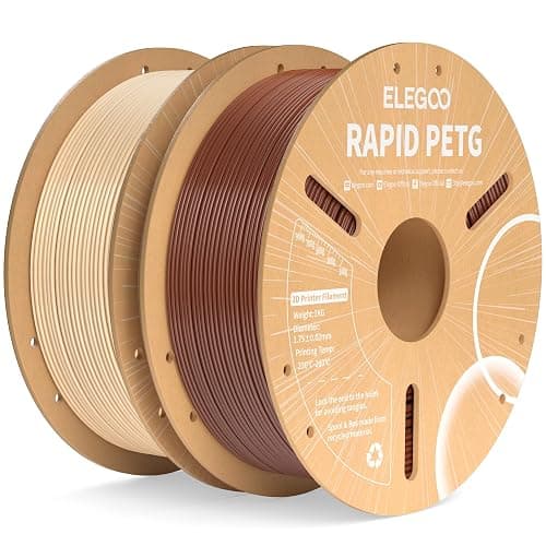 ELEGOO Rapid PETG 3D Printer Filament Bundle 1.75mm Beige/Brown 2KG | Up to 600mm/s High Speed, Enhanced Toughness, Neatly Wound, Reduced Stringing, +/-0.02mm Accuracy, 1kg Spool 3D Filament - Image 1