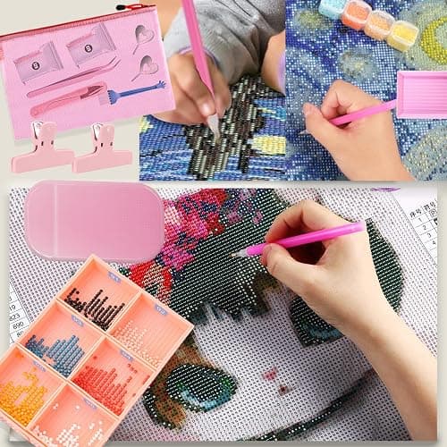 Lenxnmy 158pcs All-Inclusive Diamond Painting Tool Set Diamond Art Accessories Kit with A4 Diamond Painting Light Pad,Diamond Art Sealer Glue,Diamond Correction,Pens Storage Box for DIY Craft thumbnail 7