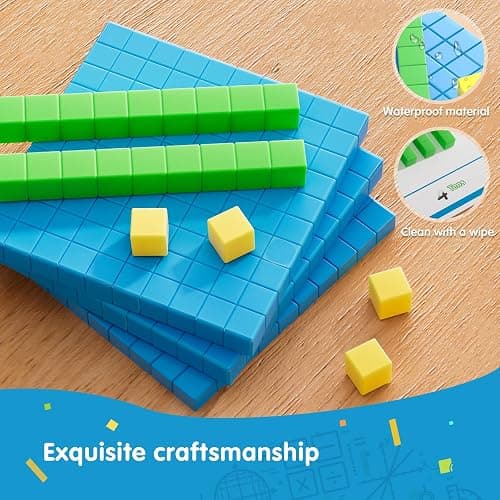 TOMMYHOME Base Ten Blocks with Place Value Chart - Math Manipulatives for Kids.Counting Blocks for Math to Help Educate Kindergarten Teachers. thumbnail 4