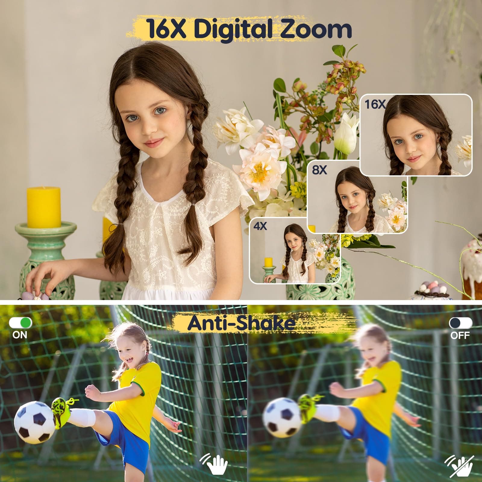 Digital Camera FHD 1080P 44MP with 32G 16X Digital Zoom Card with Battery Simple Portable Digital Camera for Kids Students Teens Beginners Elder(Pink) thumbnail 4