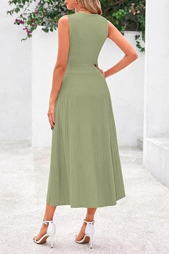 PRETTYGARDEN Spring Casual Dresses for Women 2025 Summer Business Work Midi Sleeveless A Line Pleated Cocktail Dress thumbnail 2