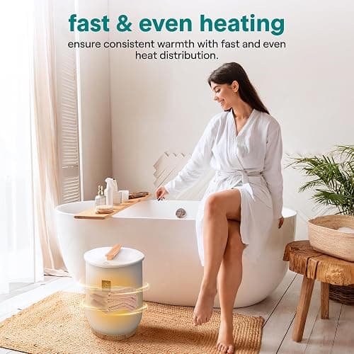SereneLife Digital Display Bucket Towel Warmers, White Large Towel Warmer for Spa and Bathroom, Luxury Towel Heater Gifts for Him & Her, Auto Shut-Off, Fits 2 large, Blankets, Bathrobes, PJ's thumbnail 5