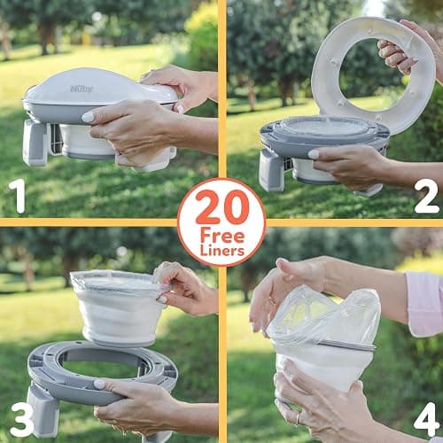 Nuby On-The-Go Portable Potty Seat - Travel Toilet Seat for Boys and Girls 18+ Months - Includes Storage Bag and Disposable Potty Liners - Toddler Travel Essentials - Toddler Potty Training Toilet thumbnail 6