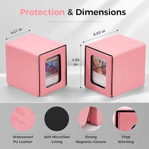 Zettokete MTG Commander Deck Box with Dual Commander Display, Patented Card Deck Box Fits 100 Double-Sleeved Cards, MTG Card Case with Dice Tray, 2 Dividers, 2 Magnetic Holders, Pink & Black thumbnail 2