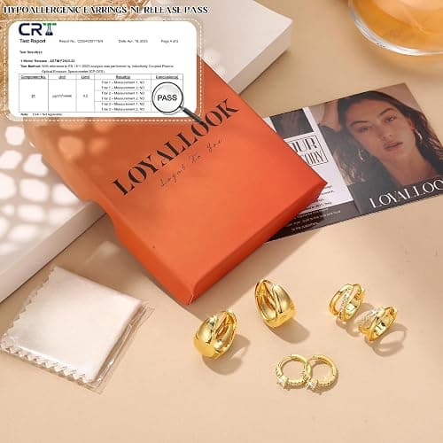 LOYALLOOK 3Pairs Gold Hoop Earrings Set for Women Trendy Huggie Hoop Earrings Stacks for Multiple Piercing 14K Gold Plated Chunky Hoop Earrings Set Hypoallergenic Cartilage Earring Lightweight thumbnail 6