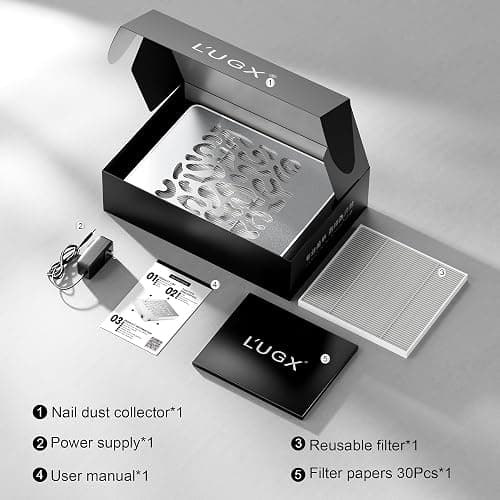 L'UGX Professional Nail Dust Collector with 30 Pcs Filter Papers, Powerful Dust Collector Nail Salon, Nail Dust Extractor Manicure Pedicure Tool for Acrylic Nail Polishing, Low Noise thumbnail 7