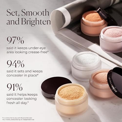 Laura Mercier Secret Brightening Under-Eye Loose Setting Powder, Peach + Pink Pigments to Brighten the Under Eye, Color Correct Discoloration, Sets & Extends Concealer, 6 Shades for All Skin Tones thumbnail 4