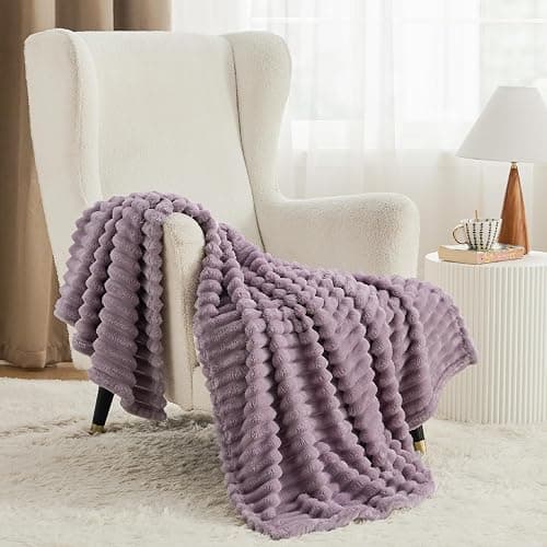 Bedsure GentleSoft Light Purple Throw Blanket for Couch - Cozy Soft Blankets for Women, Cute Small Throws for Girls, Mothers Gifts Day for Mom Women Wife, Purple Gifts Home Room Decor, 50x60 Inches thumbnail 2