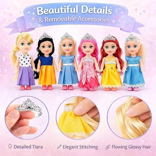 Liberty Imports Little Royal Princess Toddler Dolls with Dresses, Girls Imaginative Pretend Play Small Dolls Party Favors Collection (Princess) thumbnail 3