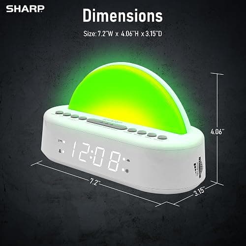Sharp Sunrise Alarm Clock with Wake-Up Light & Sunset Sleep Timer – 5 Sleep Sounds, 8-Color Night Light, 0.7" LED Display with Dimmer, Snooze, Battery Backup, Bedside Clock for Kids, Teens & Adults thumbnail 6