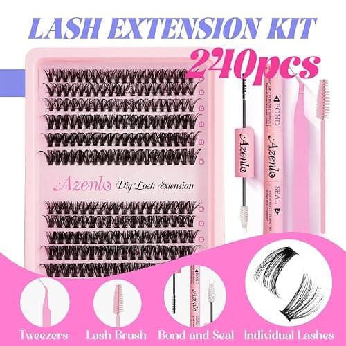 Azenlo Lash Extensions 40D+60D Cluster 240pcs DIY Lash Clusters 10-16mm Eyelash Clusters Individual Think Band Lash Kit (40D+60D Kit) thumbnail 3