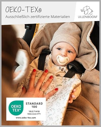 ULLENBOOM Einschlagdecke Babyschale, Ideal für Herbst und Winter, 100% OEKO-TEX Materialien, Floral Sand (Made in EU) - Babydecke für Kindersitz oder Kinderwagen, kuschelige Decke für Babys thumbnail 3