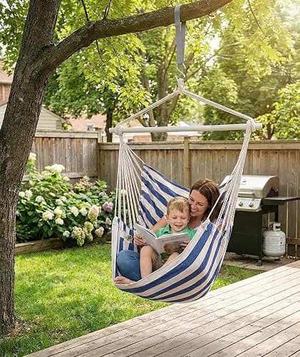 ADVOKAIR Hammock Chair Swing, Heavy-Duty Hanging Rope Swing Seat Supports 500 Lbs, Ideal for Outdoor Patio, Backyard, Porch, Deck & Indoor Bedroom Use thumbnail 2