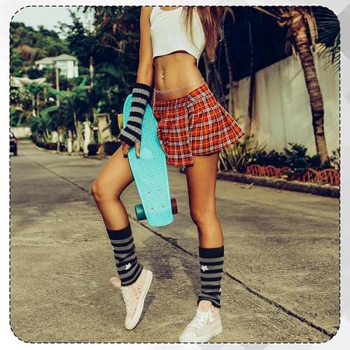 scenicamp Y2K Leg Warmers Emo Accessories Star Arm Warmer Necklace Belt | len()） Star Arm Warmers, Layered Necklaces, Chain Belt, for Rave Outfits, Carnival Cosplay, and Daily Wear thumbnail 7