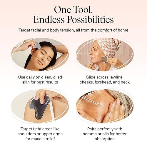 Kitsch Stainless Steel Gua Sha Facial Tools - Guasha Tool for Face, Face Sculpting Tool, Jawline Shaper, Double Chin Reducer, Body Gua Sha Tools, Lymphatic Drainage Massager, Facial Skin Care - Silver thumbnail 7