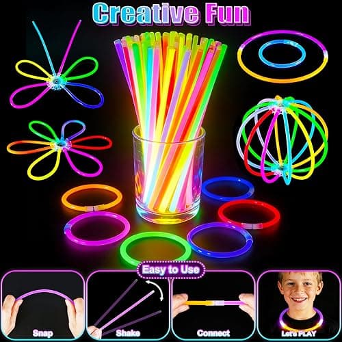 SHQDD 154PCS Glow in the Dark Party Supplies, Neon Party Accessories for Kids & Adults with Connectors and Glow Sticks to DIY, Light up Party Favors for Birthday, Concert, July 4th, Halloween thumbnail 3