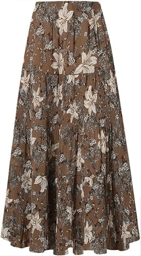Suvifuly Women's Casual Skirt Summer Stretch High Waist Flowy Skirts Chiffon Loose Lightweight Skirts for Women with Lining - Image 1