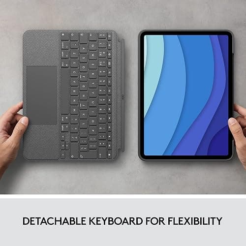 Logitech Combo Touch iPad Pro 11-inch (1st, 2nd, 3rd, 4th gen - 2018, 2020, 2021, 2022) Keyboard Case - Detachable Backlit Keyboard, Click-Anywhere Trackpad - Oxford Gray; USA Layout thumbnail 8