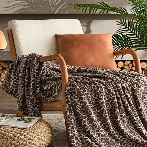 BEDELITE Leopard Print Throw Blanket – Soft Cheetah Blanket for Bed & Couch, Cozy Lightweight Fleece Animal Print Throw, 50"x 60", Brown thumbnail 4