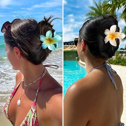 6 Pack Flower Hair Claw Clips for Women, Hawaiian Hibiscus Hair Clips, Cute Hair Accessories, Gifts for Women Girls thumbnail 2