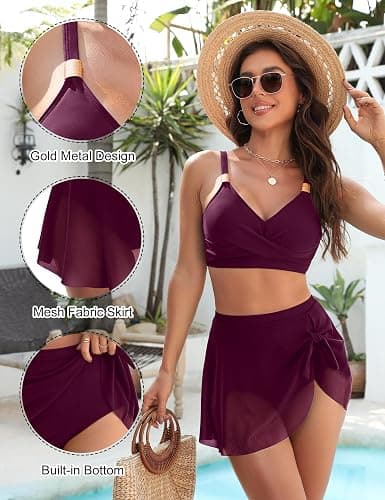 Blooming Jelly Womens High Waisted Bikini Set Gold Metal Two Piece Swimsuits Tummy Control Tie Knot 2026 Bathing Suits thumbnail 4
