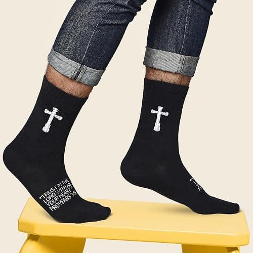 Ao Yee ZGL 3 Pairs Christian socks Prayer socks Birthday Gifts for Dad,Men Husband Grandp Fathers Day Christmas thumbnail 6