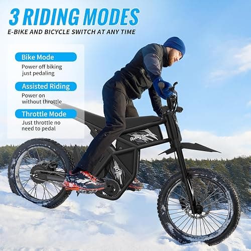 GT73 Electric Dirt Bike for Adults 2000W Electric Bike with 1747Wh(48V 18.2AH*2) Removable Batteries 37MPH/85Mile Range 25" x2" Motorcycle Tires Dual Hydraulic Brakes & Full Suspension (gt73-1) thumbnail 7