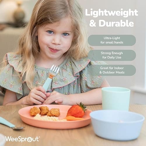 WeeSprout Bamboo Toddler Cups - 4 pc Set (10 fl oz), Organic & Non-Plastic Cup Pack for Toddlers, Big Kids or Baby, Natural - 4 Count (Pack of 1) - Blue, Yellow, Orange & Red thumbnail 4