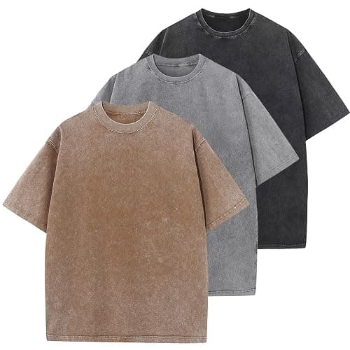 Men's Cotton T-Shirts Oversized Unisex Short Sleeves Casual Loose Wash Solid Basic Tee Tops - Image 1