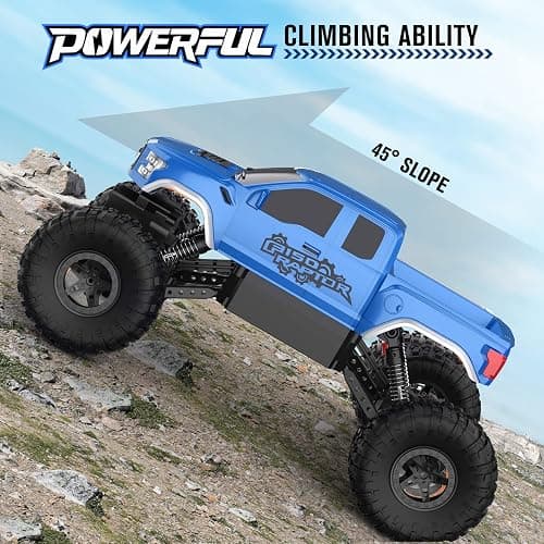 DOUBLE E Ford Raptor F150 RC Car 4WD Monster Trucks for Boys,11 Inches Off Road Crawler Vehicle RC Truck Toy Gift for Boys Girls 6 7 8-12 Years-Blue thumbnail 6