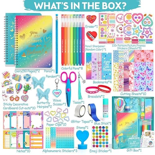 Axirata 2-Pack DIY Journal Kit for Girls 6-8-14 Year Old Scrapbook Gifts | Art & Crafts Stationery Set, Scrapbook & Diary Supplies Toy Journal Set for Tween & Teen Girls Birthday Christmas Gift (Blue) thumbnail 3