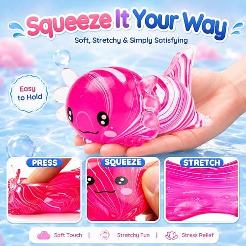 Axolotl Squishy Toy,Soft TPR Slow Rising Squeeze Toy(Pink) | Swirl Stress Balls for Kids Adults Squishies Stress Relief,Sensory Fidget Toys Squishy for Anxiety for Kids Youth Adults thumbnail 3