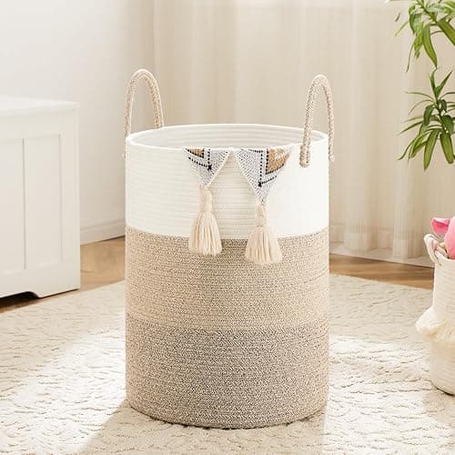 Artfeel Laundry Basket,Woven Cotton Rope Laundry Hamper,60L for Decorative Storage of Dirty Clothes,Toys and Blankets in Bathroom,Bedroom and Living Room - Image 1