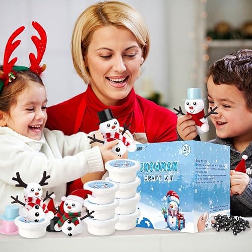 BANBBUR 24 Pack Stocking Stuffers for Kids,Christmas Crafts for Kids Bulk,Build a Snowman Kit,DIY Snowman Crafts Modeling Clay,Christmas Stocking Stuffers Gifts Activities for Boys Girls thumbnail 2