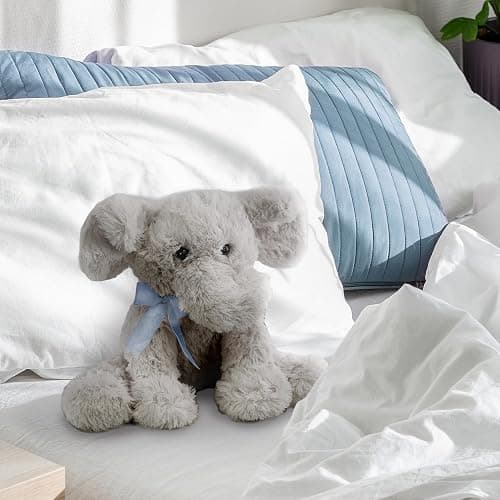 11" Plush Super Soft Elephant Teddy Bear Cuddling Baby Gift Toy with Ribbon (Grey Elephant) thumbnail 6