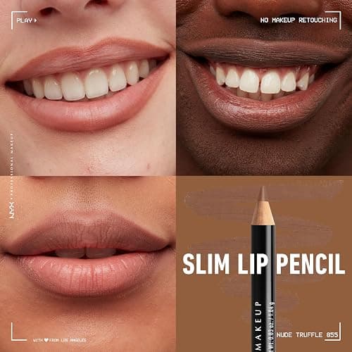 NYX Professional Makeup Slim Lip Pencil Crayon Lèvres Nude Truffle | Formule crémeuse longue tenue, Résiste aux bavures, Base parfaite rouge à lèvres, Fins et affûtés thumbnail 5